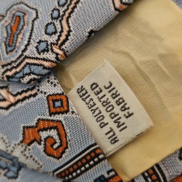 Vtg THE HOOKER 1960s Funky Blue Paisley Patterned Wide Clip-on Tie - Picture 8 of 9